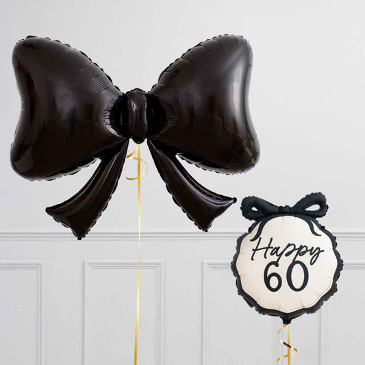 60th Black Bow Foil Balloon - Celebrate in Style