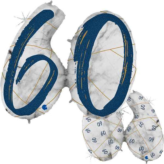 60th Blue Marble Mate Number Balloon