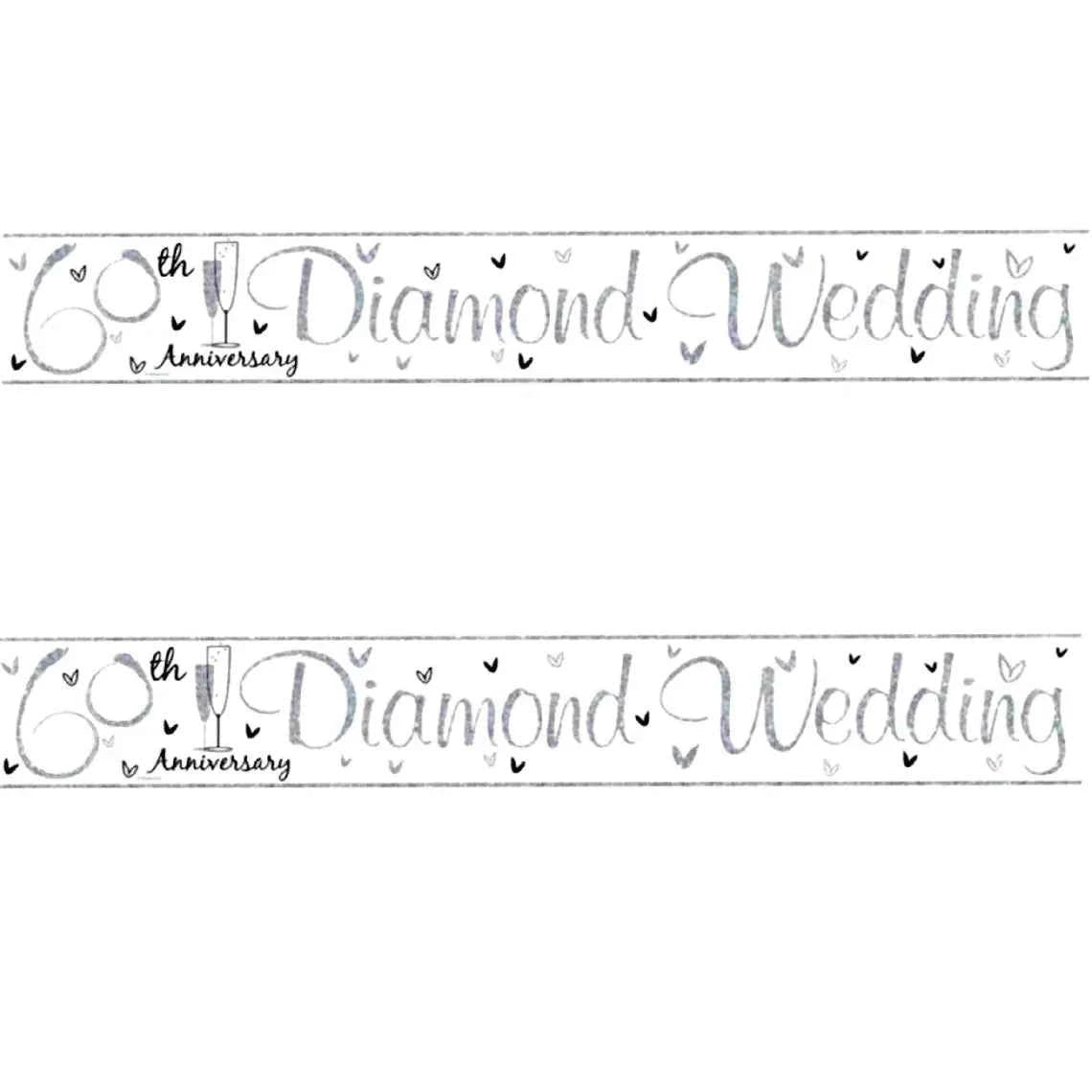 60th Diamond Wedding Anniversary Foil Banner