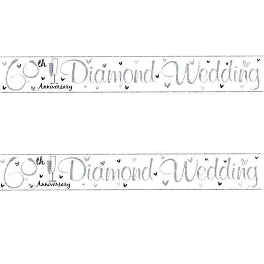 60th Diamond Wedding Anniversary Foil Banner