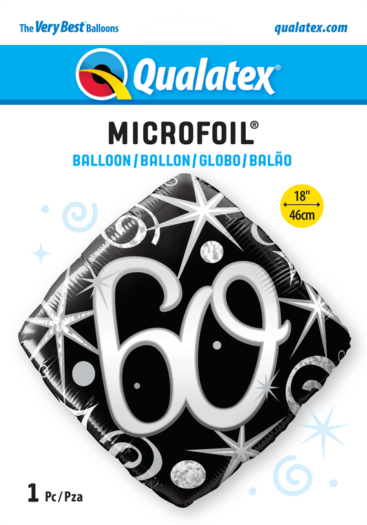 60th Elegant Sparkles And Swirls Foil Balloon