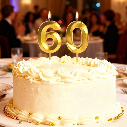 60th Gold Number Candle