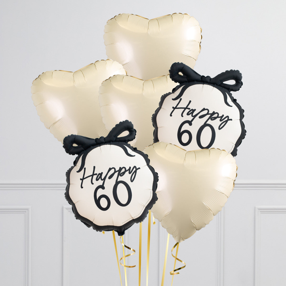 60th Black Bow Foil Balloon