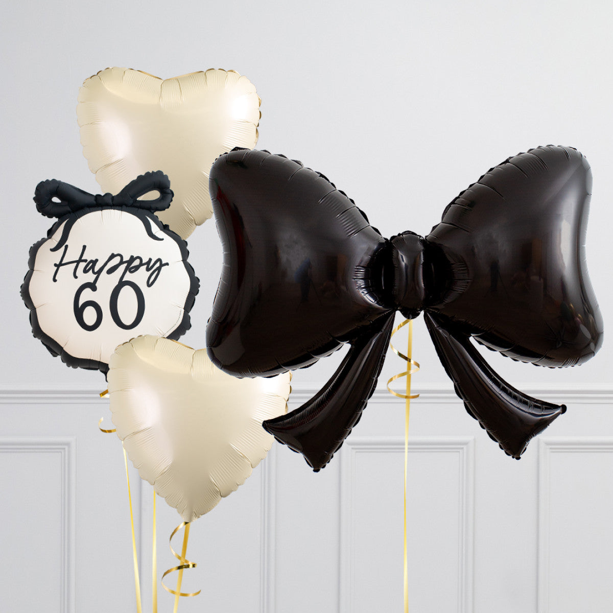 60th Black Bow Foil Balloon