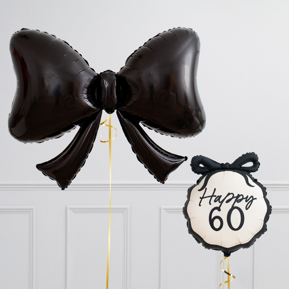 60th Black Bow Foil Balloon
