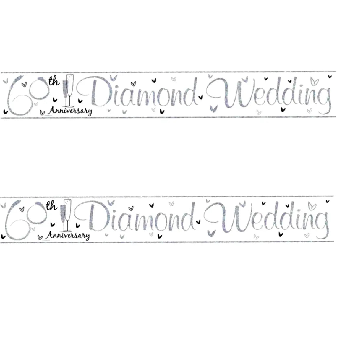 60th Diamond Wedding Anniversary Foil Banner