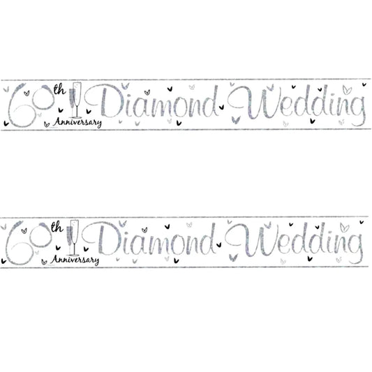 60th Diamond Wedding Anniversary Foil Banner