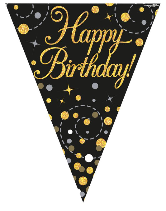 Happy Birthday Gold And Black Bunting