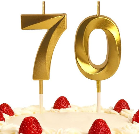 70th Gold Number Candle