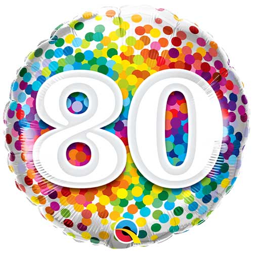Colourful Confetti Dot Burst 80th