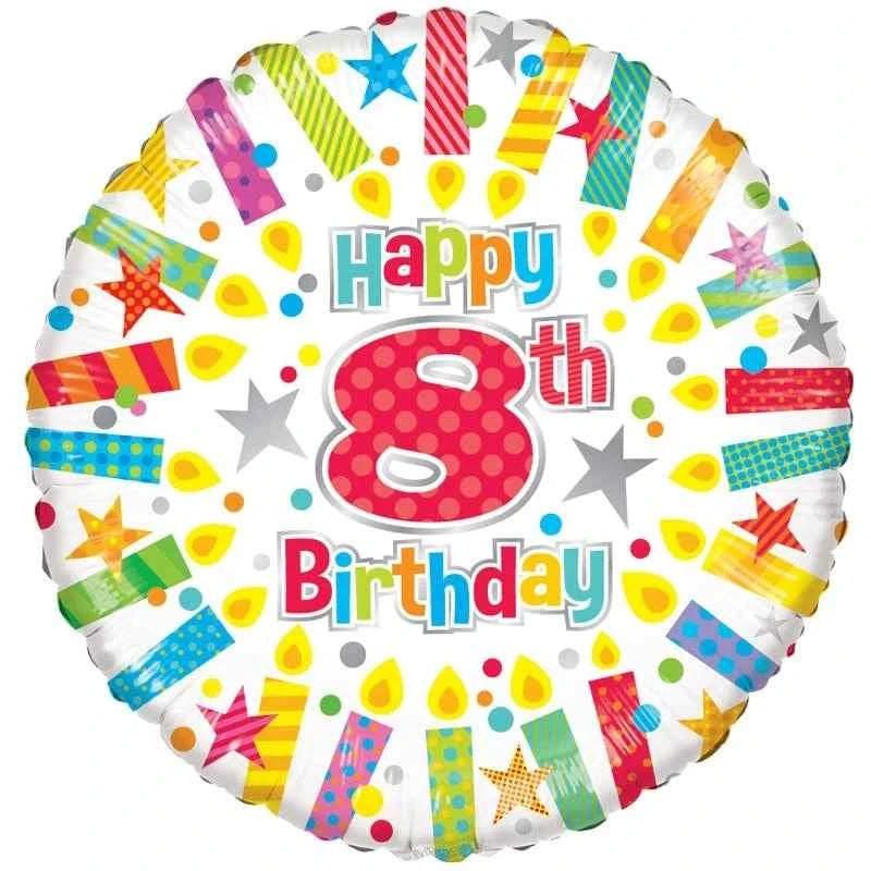 8th Birthday Candles Foil Balloon