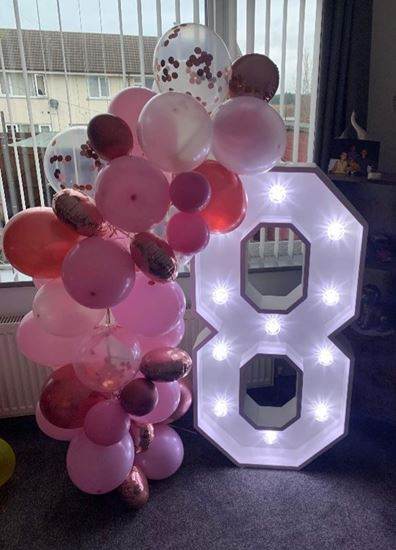 Light up 4 ft wooden numbers to hire - Eternity Party Express