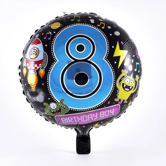 8th Birthday Boy Space Foil Balloon