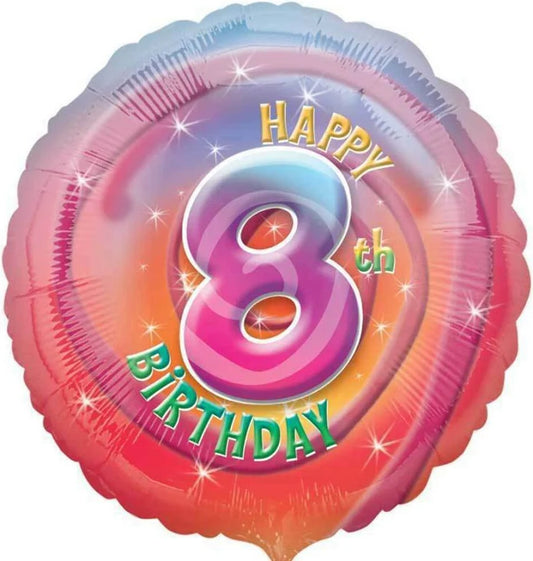 Happy Birthday Age 8 Foil Balloon