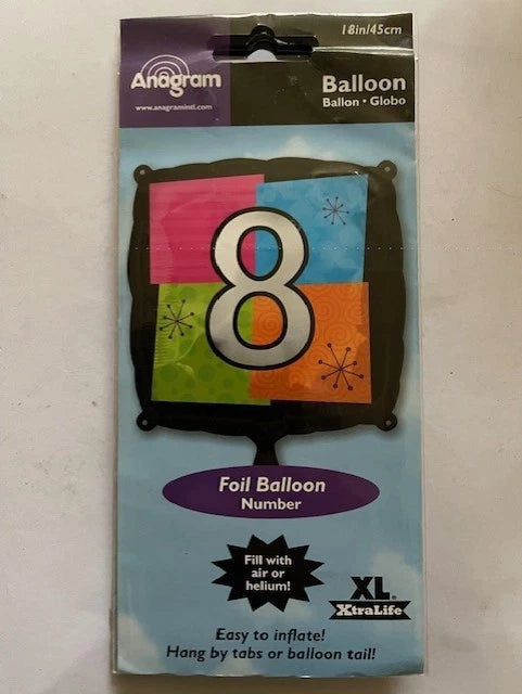 Age 8 Square Foil Balloon