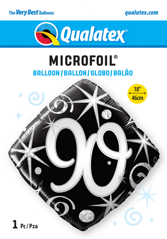 90th Elegant Sparkles And Swirls Foil Balloon