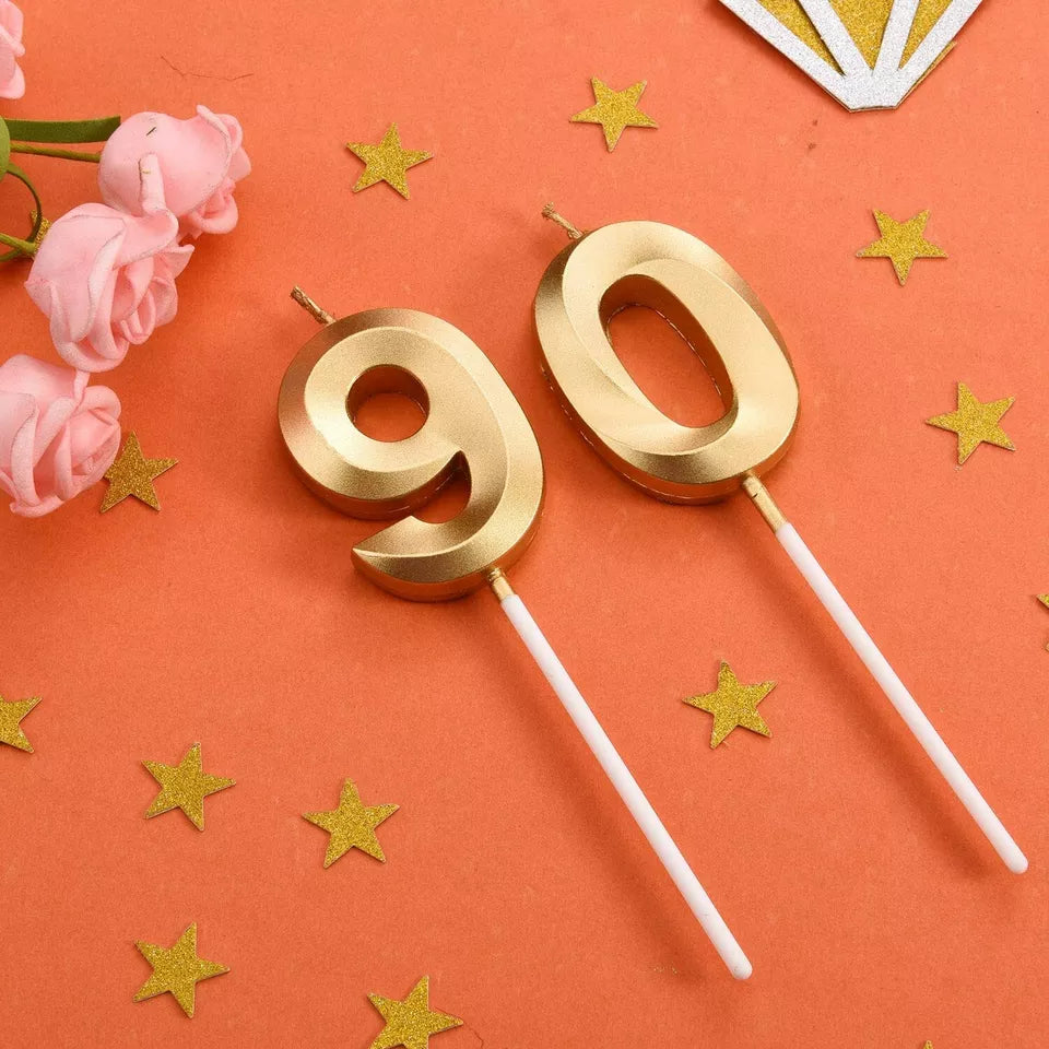 90th Gold Number Candle