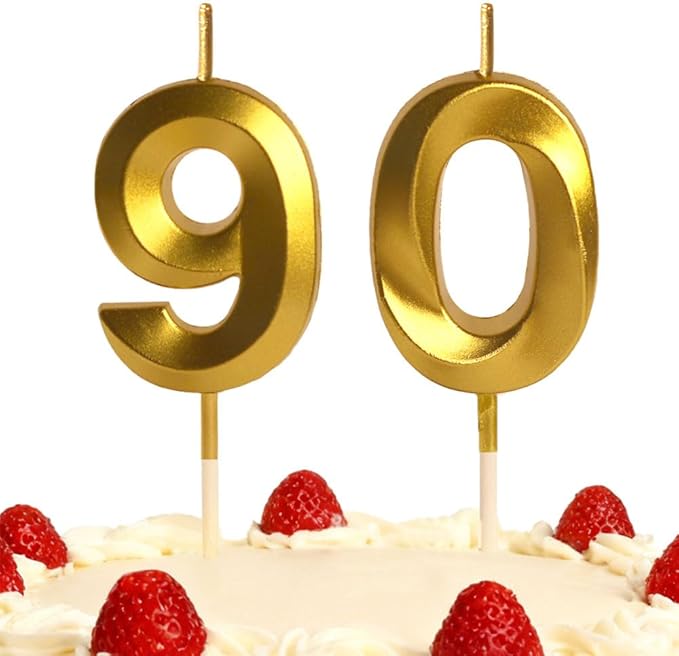 90th Gold Number Candle