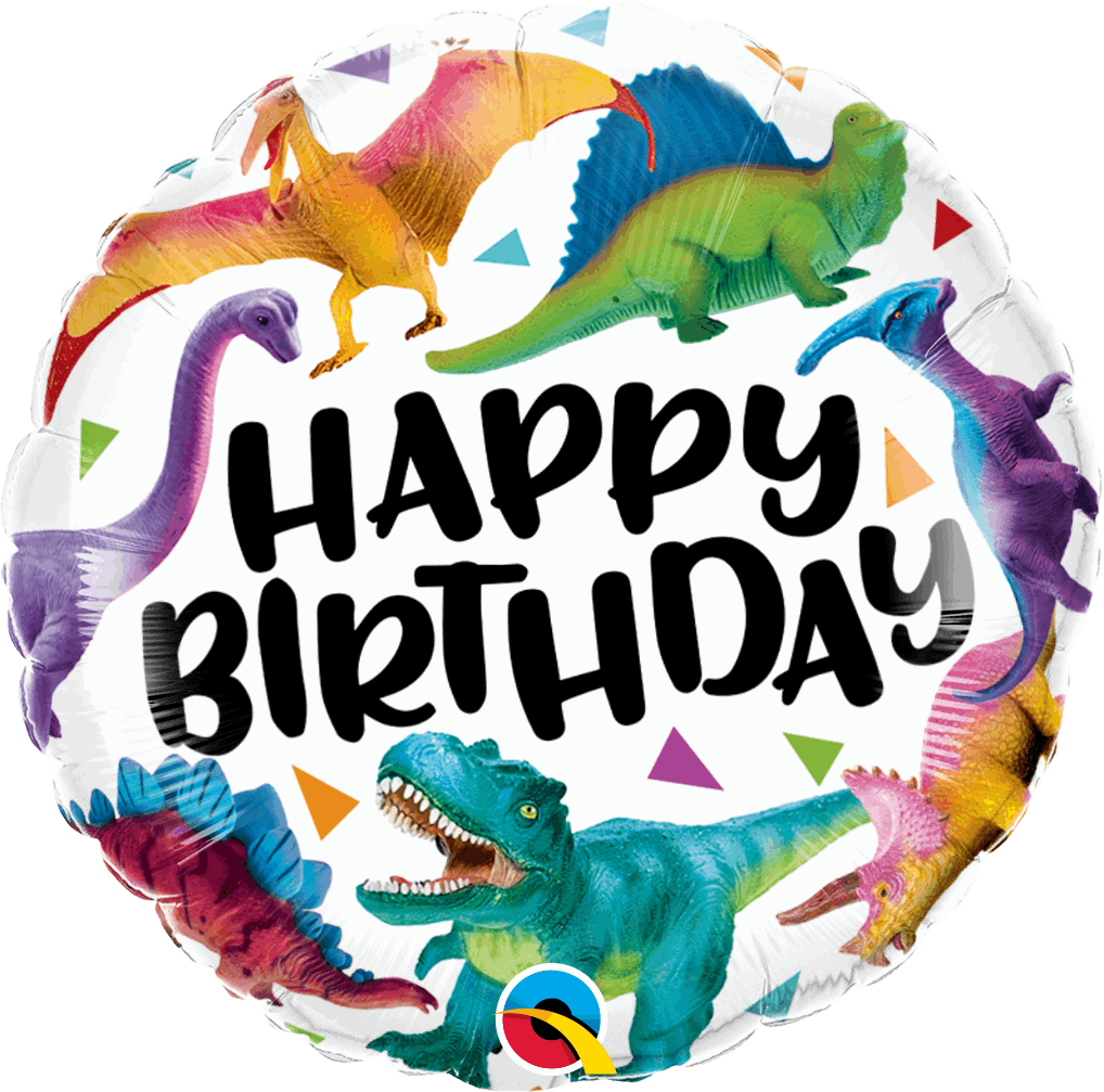 Colourful Dinosaurs Happy Birthday Foil Balloon