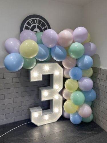 Light up 4 ft wooden numbers to hire - Eternity Party Express
