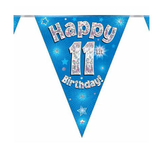 Happy 11th Birthday Blue And Silver Bunting