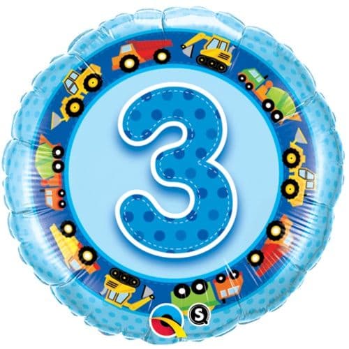 3th Birthday Truck Blue Foil Balloon