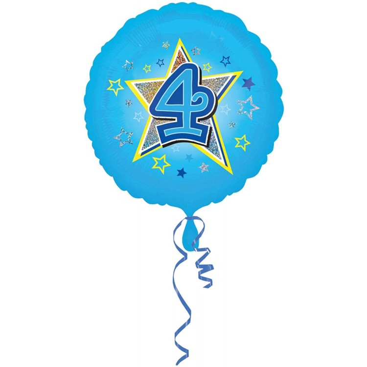Happy Birthday Blue Star Age 4 Foil Balloon
