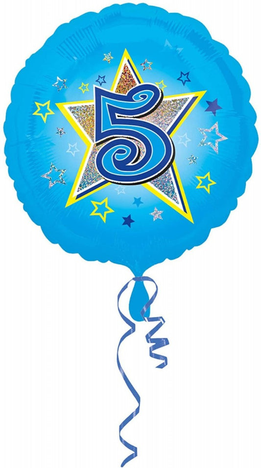 Happy Birthday Blue Star Age 5 Foil Balloon