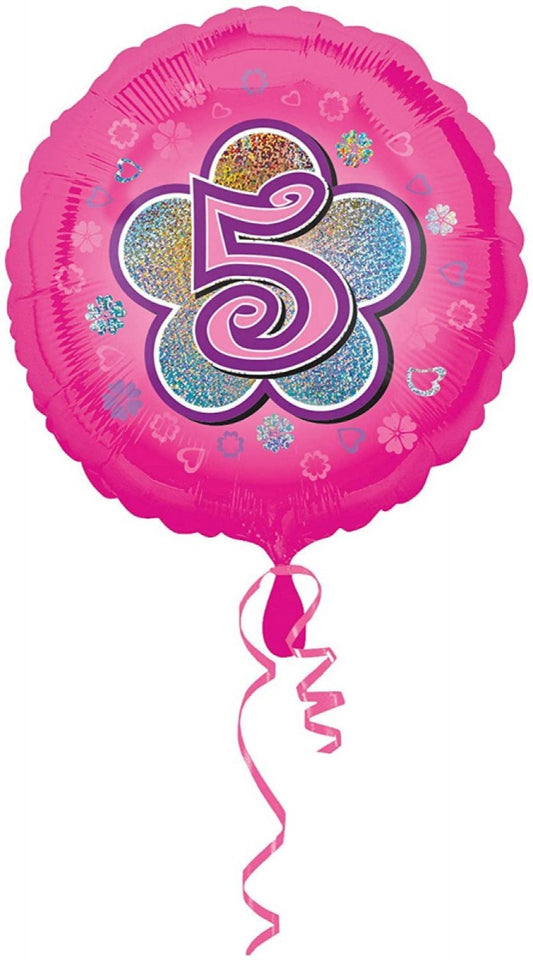 Age 5 Pink Flower Foil Balloon