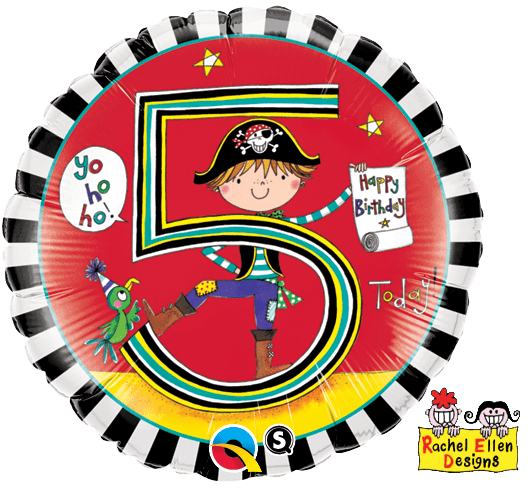 Age 5 Pirate Stripes Foil Balloon