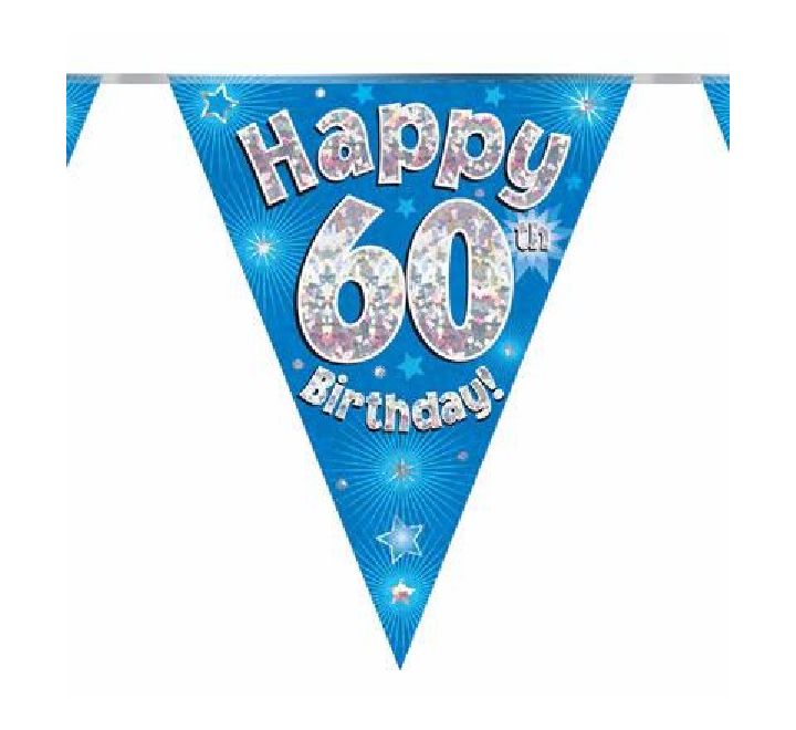 Happy 60th Birthday Blue And Silver Bunting