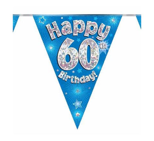 Happy 60th Birthday Blue And Silver Bunting