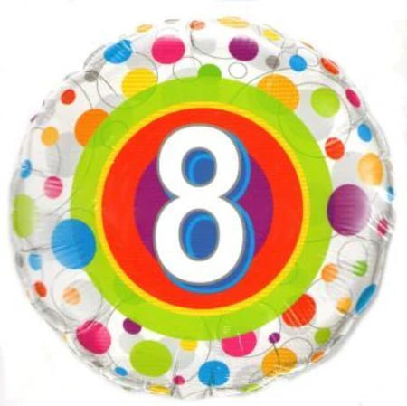 Age 8 Colourful Dots Birthday Foil Balloon