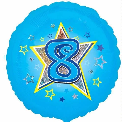 Happy Birthday Blue Star Age 8 Foil Balloon