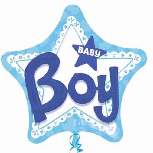 Baby Boy Multi Star Shaped 3D Effect  Supershape Helium Foil Balloon.