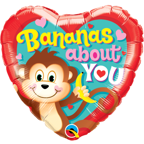 Bananas About You Heart Foil Balloon