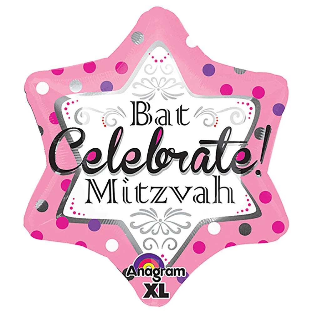 Bar Celebrate Mitzvah Pink Foil Balloon