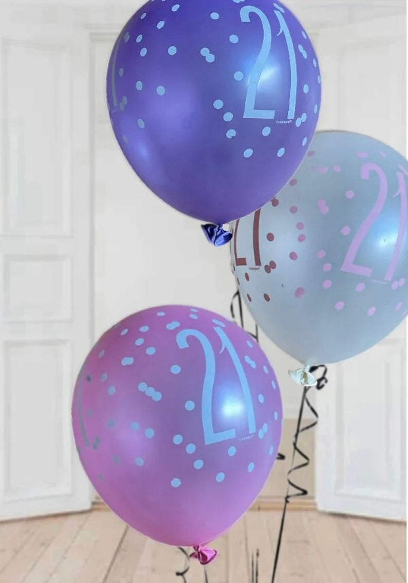 Birthday Glitz Pink Latex Balloons Age 21