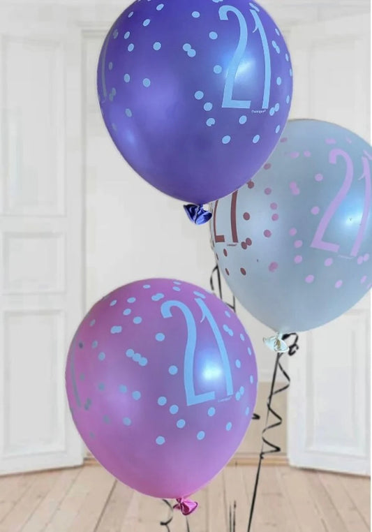 Birthday Glitz Pink Latex Balloons Age 21