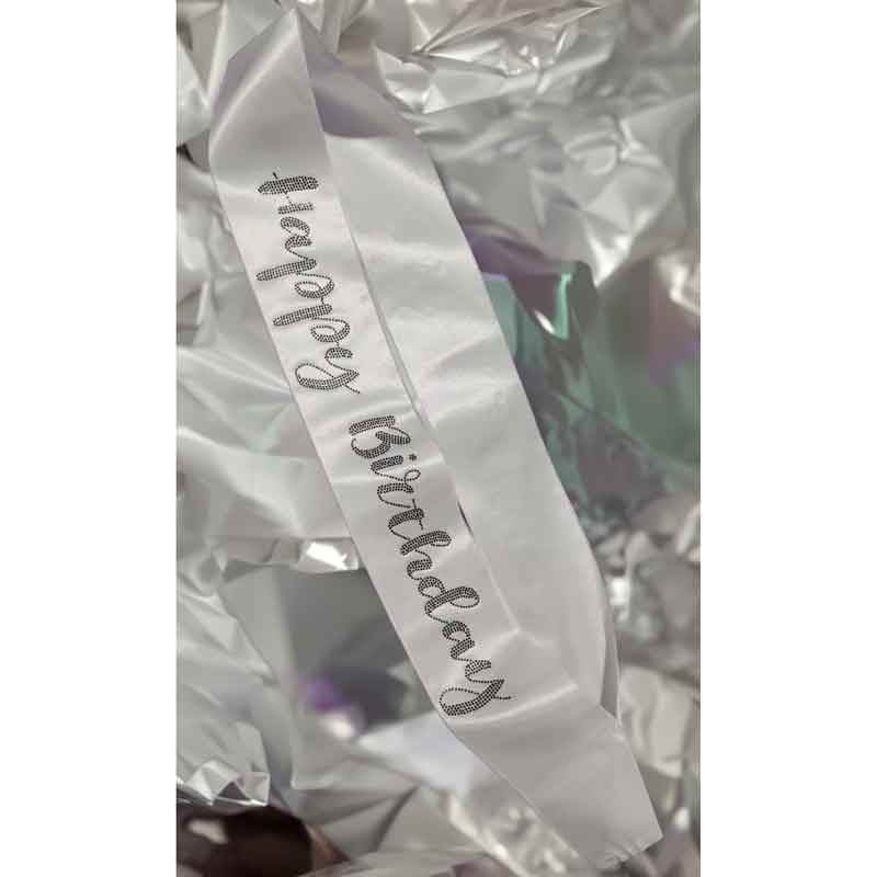 Black Diamante Stones Happy Birthday Sash - Eternity Party Express