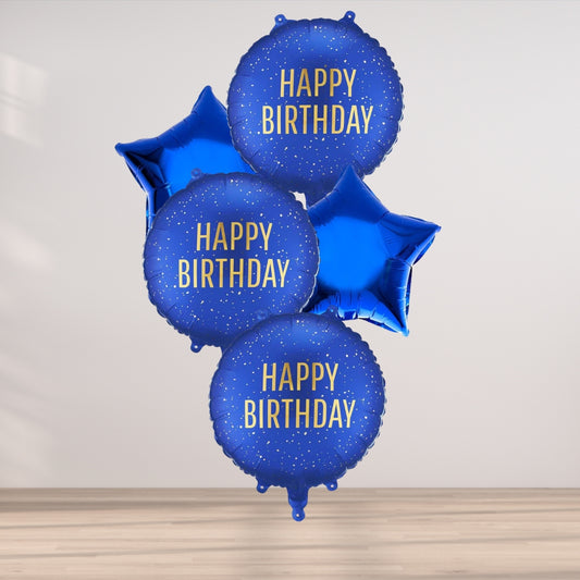 Blue And Gold Happy Birthday Foil