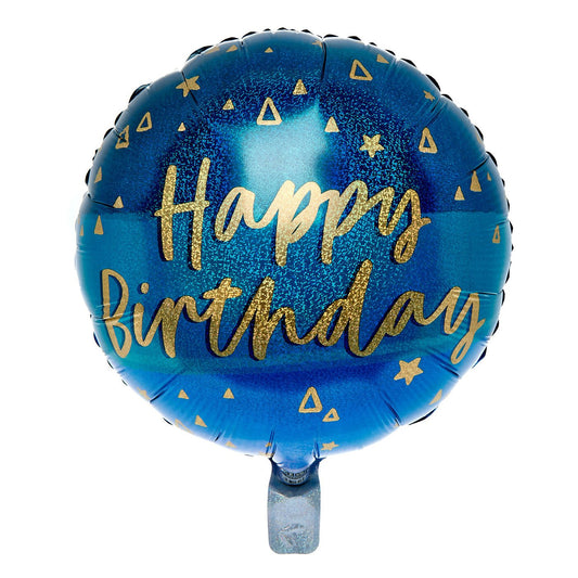 Blue & Gold Happy Birthday Foil Balloon