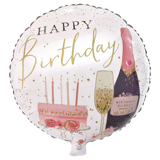 Cake & Bubbly Birthday Foil Balloon
