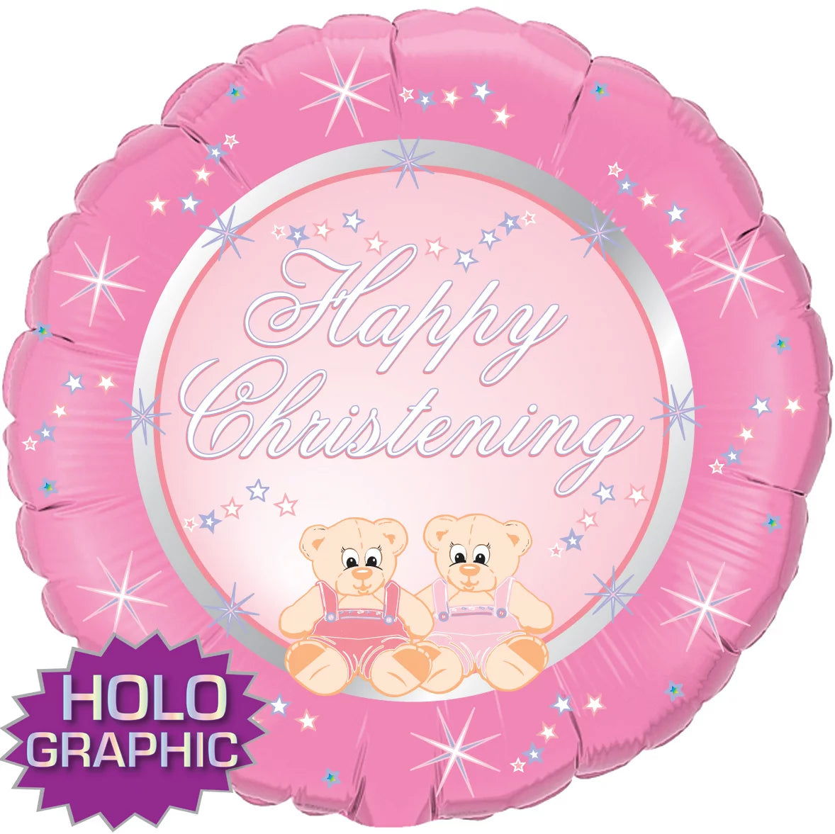 Christening Pink Heart Foil Balloon