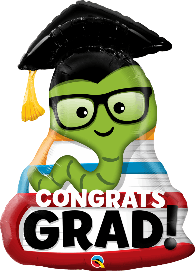 Congrats Gard Bookworm Shape Foil Balloon - Eternity Party Express