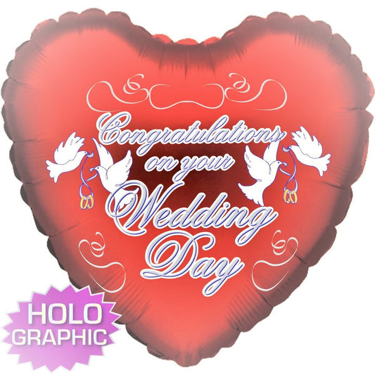Congratulation Wedding Day Burgundy Heart Foil Balloon