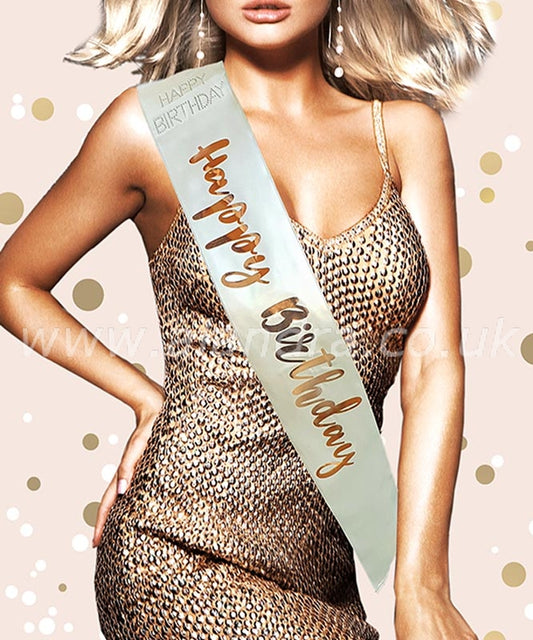 Cream & Gold Happy Birthday Sash