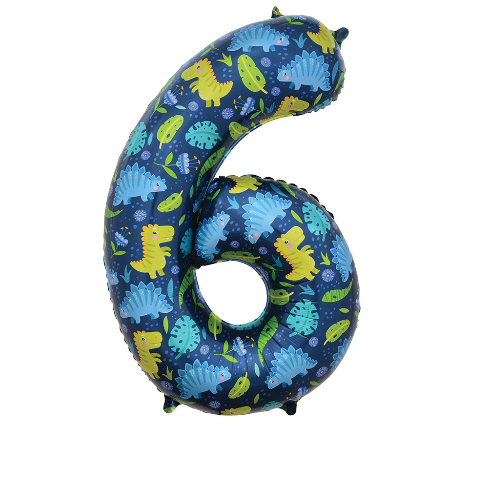 Dinosaur Number 6 Foil Balloon