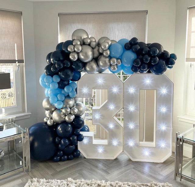 Light up 4 ft wooden numbers to hire - Eternity Party Express