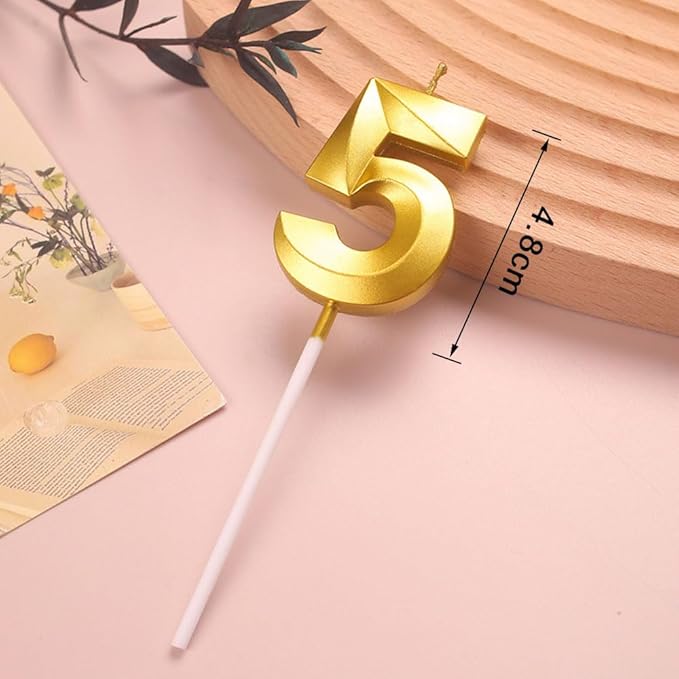 5 Gold Number Candle
